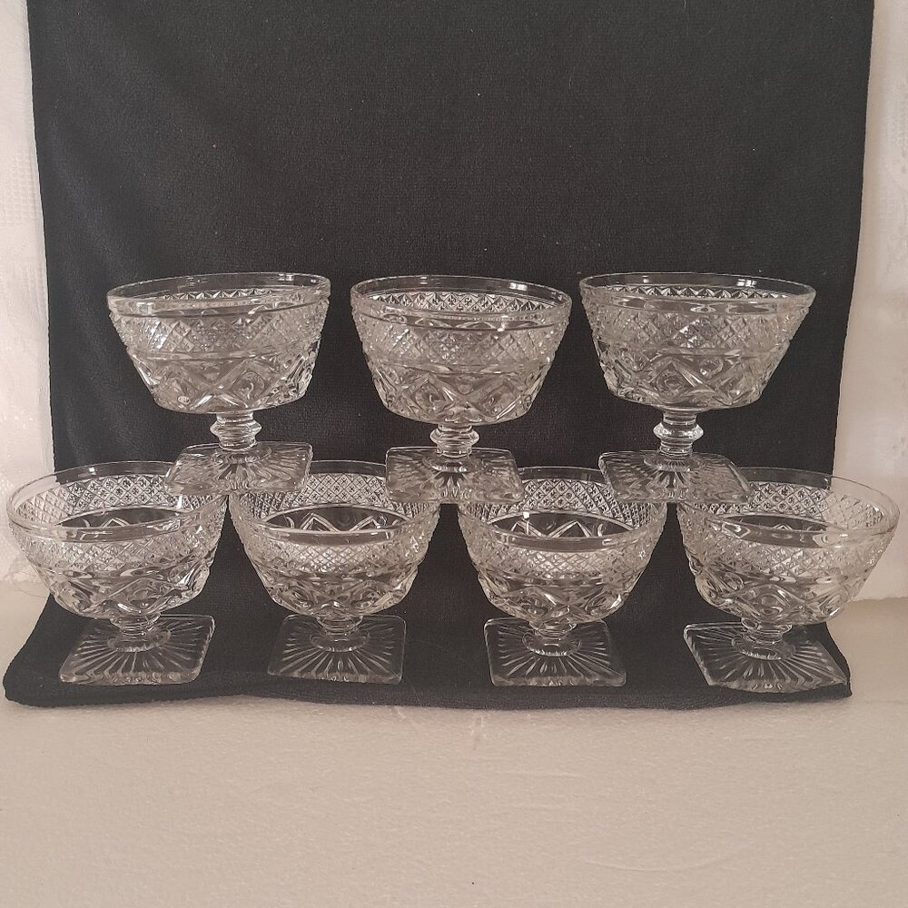 Crystal Pedestal Dishes, Set of 7